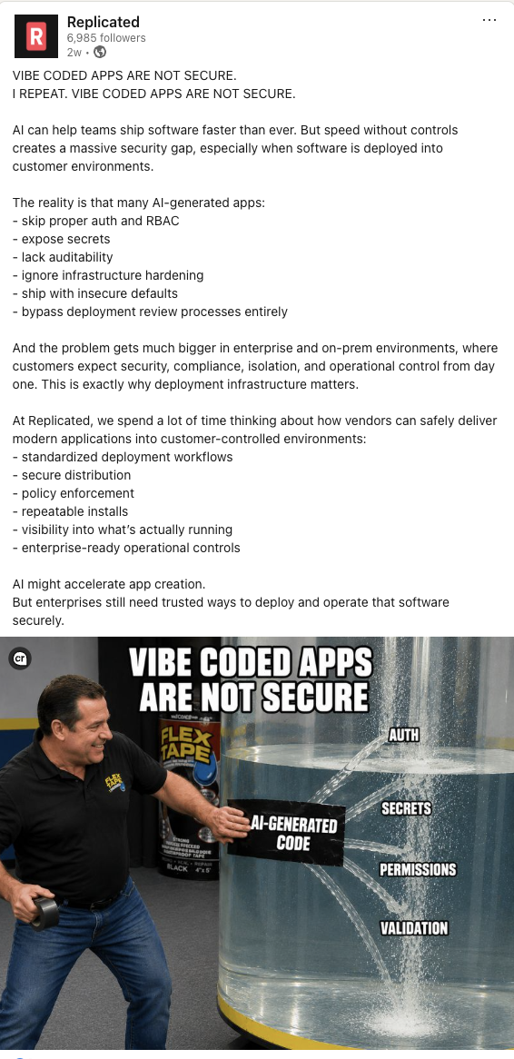 Vibe coded apps are not secure